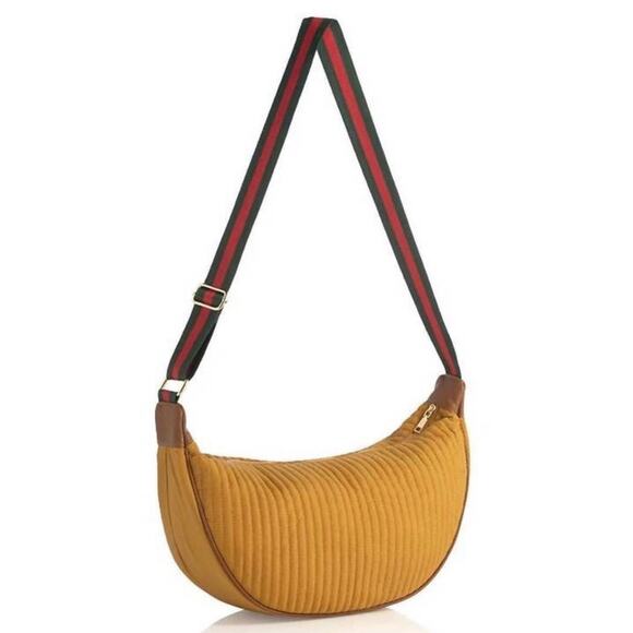 Anthropologie Handbags - SHIRALEAH x ANTHROPOLOGIE | Ezra Large Crossbody Sling Bag Honey Gold Red Green